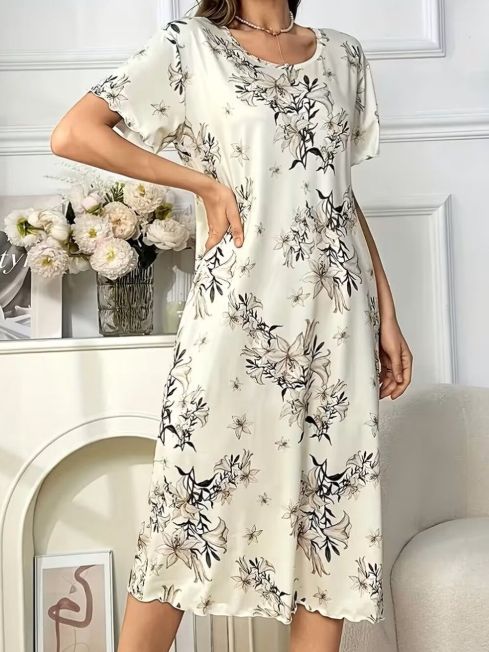 New Floral Print Nightgown